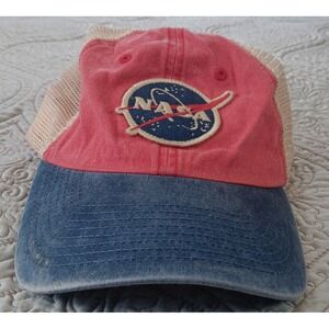 Nasa Patch Distressed Trucker Strapback Hat American Needle Red‎ White Blue